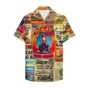Drag Racing Newspaper Hawaiian Shirt, Aloha Shirt - Hawaiian Shirts - GoDuckee