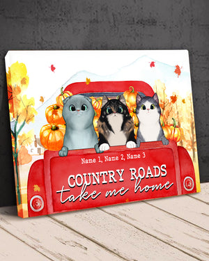 Personalized Cat Breeds Poster - Country Roads Take Me Home - Red Truck Car - Poster & Canvas - GoDuckee