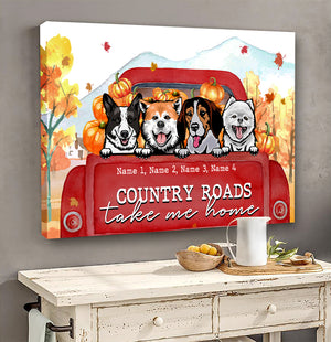 Personalized Dog Breeds Poster - Country Roads Take Me Home - Red Truck Car - Poster & Canvas - GoDuckee