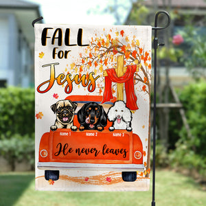 Personalized Autumn Gift Ideas For Dog Lover Jesus Take The Wheel - Custom Flag - Flag - GoDuckee