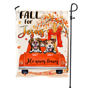 Personalized Autumn Gift Ideas For Dog Lover Jesus Take The Wheel - Custom Flag - Flag - GoDuckee
