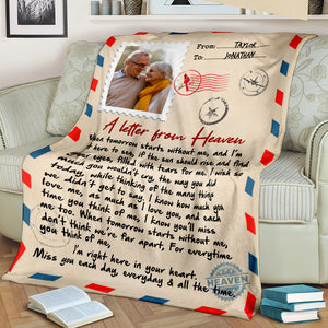 Custom Photo Fleece Blanket - Memories Of Dad/Mom/Wife/Husband in Heaven - A Letter From Heaven - Blanket - GoDuckee