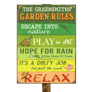 Custom Gardening Rules Metal Sign - Gardening Garden Rules - Metal Wall Art - GoDuckee