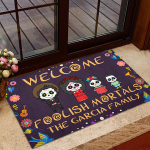 Personalized Family Sugar Welcome Mat - Foolish Mortals - Doormat - GoDuckee