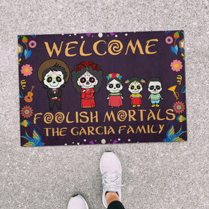 Personalized Family Sugar Welcome Mat - Foolish Mortals - Doormat - GoDuckee
