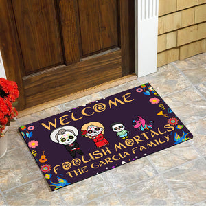 Personalized Family Sugar Welcome Mat - Foolish Mortals - Doormat - GoDuckee