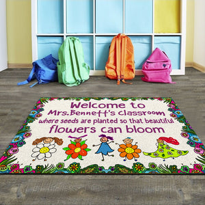 Flower Seeds Classroom Doormat - Where Seeds Are Planted - Custom Teacher's Name - Doormat - GoDuckee