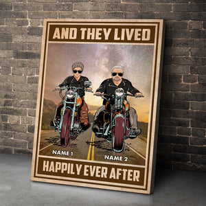 Personalized Biker Couple Poster - And They Lived Happily - Marriage Chapter - Poster & Canvas - GoDuckee
