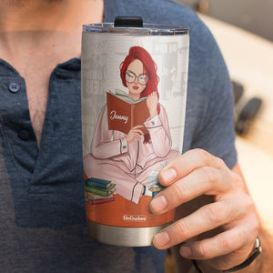 A Little Reading Is All the Therapy a Person Needs Sometimes Personalized Reading Books Tumbler Cup Gift For Book Lovers - Tumbler Cup - GoDuckee