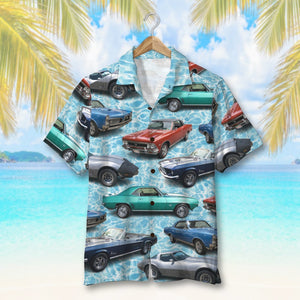 Custom Classic Car Photo Hawaiian Shirt, Water Pattern, Summer Gift (Car0902) - Hawaiian Shirts - GoDuckee