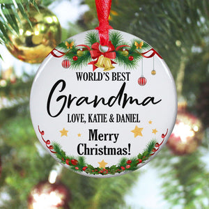 World's Best Grandma Custom Family Ornament, Christmas Tree Decor - Ornament - GoDuckee