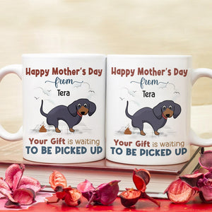 Your Gift Is Waiting To Be Picked Up, Personalized Mug, Gift For Dog Mom, Mother's Day Gift, Chibi Dogs - Coffee Mug - GoDuckee