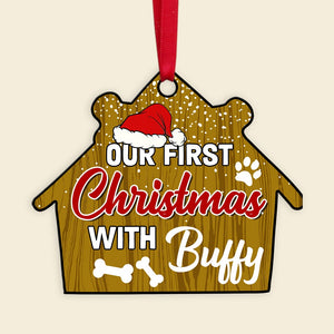 Custom Dog Photo, Christmas Dog House Ornament, Our First Christmas - Ornament - GoDuckee