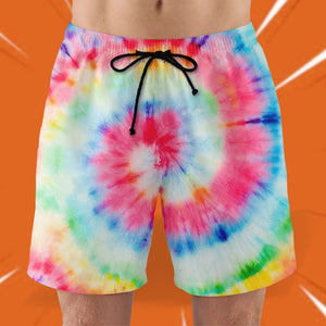Custom Couple Tie Dye Hawaiian Shirt and Men Beach Shorts, Gift For Couple - Hawaiian Shirts - GoDuckee