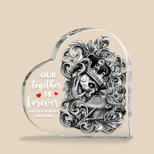 Our Together Is Forever, Personalized Acrylic Plaque, Gift For Couple, Skull Couple - Decorative Plaques - GoDuckee