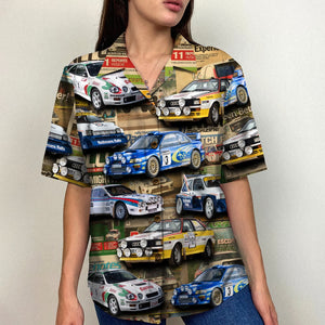 Custom Rallying Hawaiian Shirt, Racing Magazine Pattern - Hawaiian Shirts - GoDuckee