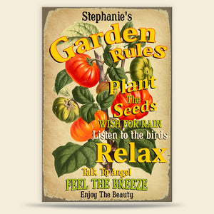 Garden Rules Personalized Gardening Metal Sign Gift For Gardener - Metal Wall Art - GoDuckee