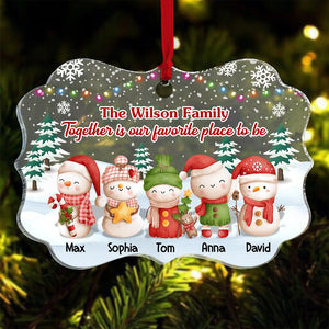 Together Is Our Favorite Place To Be Personalized Snowman Family Ornament, Christmas Gift For Family - Ornament - GoDuckee