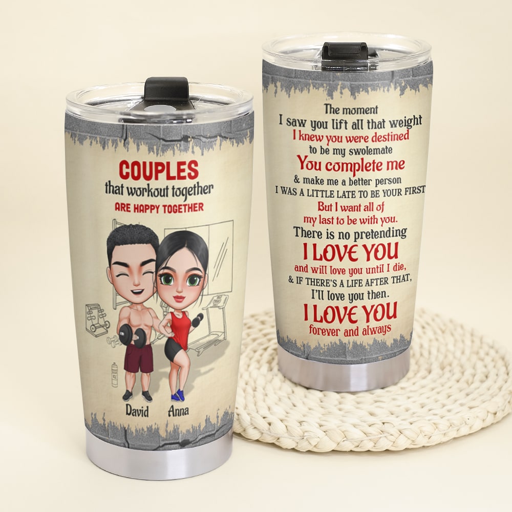 Couples That Workout Together Are Happy Together Personalized Gym Couple Tumbler Cup - Tumbler Cup - GoDuckee