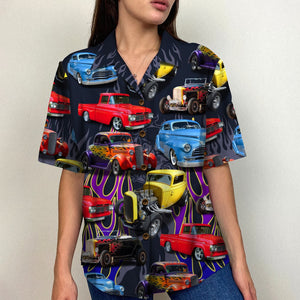 Custom Hot Rod Photo Hawaiian Shirt, Flame Pattern, Gift For Hot Rod Lovers - Hawaiian Shirts - GoDuckee