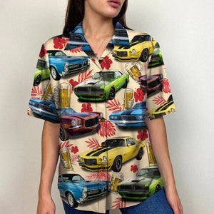 I Like Beer & Classic Cars And Maybe 3 People - Custom Classic Car Photo Hawaiian Shirt - Hawaiian Shirts - GoDuckee
