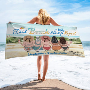 Drink Beach Sleep Repeat Personalized Friends Beach Towel Gift For Friends - Beach Towel - GoDuckee