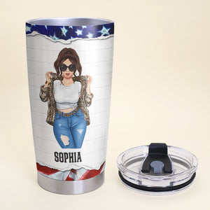 We Were Jesus Save Me Blue Jean Baby Born In The USA Personalized Denim Girl Tumbler Cup Gift For Her - Tumbler Cup - GoDuckee