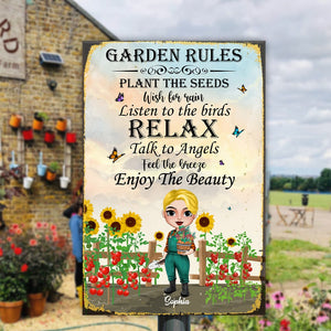 Garden Rules Personalized Gardener Metal Sign Gift For Gardener - Metal Wall Art - GoDuckee