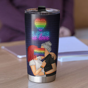 Personalized LGBT Couple Tumbler - Our Love Story, Hello Will You? I Do - Tumbler Cup - GoDuckee