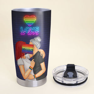 Personalized LGBT Couple Tumbler - Our Love Story, Hello Will You? I Do - Tumbler Cup - GoDuckee