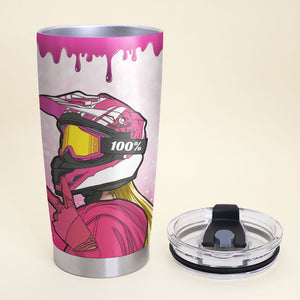 Personalized Motocross Girl Tumbler - Don't Let The Mascara And Perfume Confuse You - Tumbler Cup - GoDuckee