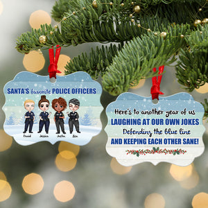 Cute Santa's Favorite Police Officers - Personalized Colleagues Benelux Ornament - Ornament - GoDuckee