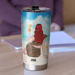 Personalized Beach Girl Tumbler Cup - Summer Is For Good Times Tan Lines - Tumbler Cup - GoDuckee