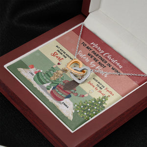 Besties To My Partner In Wine - Personalized Interlocking Hearts Necklace - Jewelry - GoDuckee