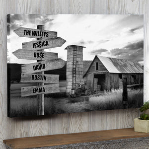 Black & White Farm Barn - Custom Name Arrow Sign Poster - Poster & Canvas - GoDuckee