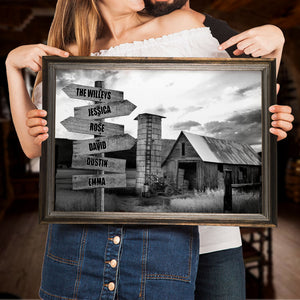 Black & White Farm Barn - Custom Name Arrow Sign Poster - Poster & Canvas - GoDuckee