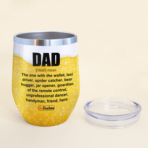 Father's Day - Personalized Wine Tumbler - Drinking Man - DAD Definition - Beer Bubbles Theme - Wine Tumbler - GoDuckee