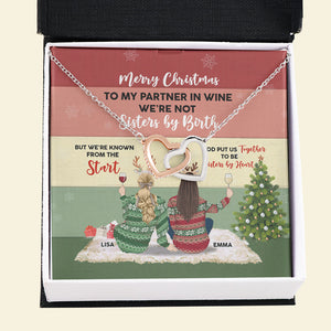Besties To My Partner In Wine - Personalized Interlocking Hearts Necklace - Jewelry - GoDuckee