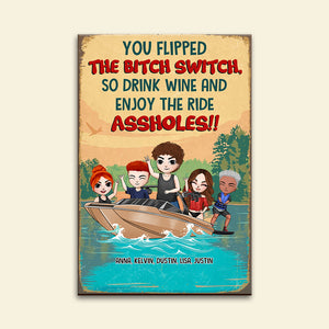 Personalized Wakeboarding Friends Metal Sign - So Drink Wine And Enjoy The Ride - On Wakeboarding Boat - Metal Wall Art - GoDuckee