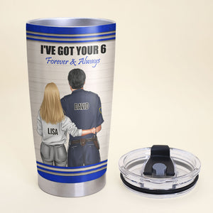 Personalized Police Couple Tumbler - To My Beautiful Wife I've Got Your 6 - Tumbler Cup - GoDuckee