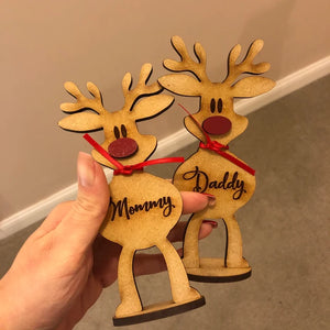 Standing Reindeer, Personalized Wood Ornament, Christmas Decor For Family - Ornament - GoDuckee