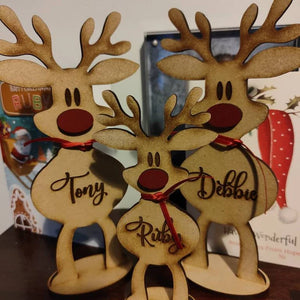 Standing Reindeer, Personalized Wood Ornament, Christmas Decor For Family - Ornament - GoDuckee