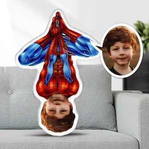 Spider Man Custom Face Pillow, Love Family, Spider Man Upside Down 4 - Pillow - GoDuckee