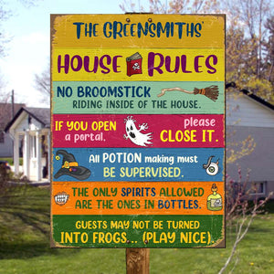 Custom Haunted House Rules Metal Sign - Halloween Gift - Metal Wall Art - GoDuckee