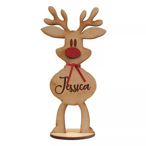 Standing Reindeer, Personalized Wood Ornament, Christmas Decor For Family - Ornament - GoDuckee