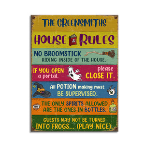 Custom Haunted House Rules Metal Sign - Halloween Gift - Metal Wall Art - GoDuckee