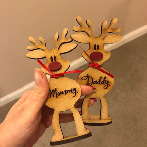 Standing Reindeer, Personalized Wood Ornament, Christmas Decor For Family - Ornament - GoDuckee
