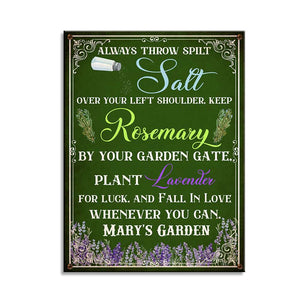 Gardening Advice Metal Sign - Always Throw Spilt Salt Over Your Left Shoulder - Metal Wall Art - GoDuckee