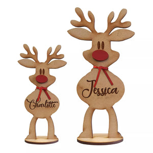 Standing Reindeer, Personalized Wood Ornament, Christmas Decor For Family - Ornament - GoDuckee