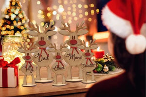 Standing Reindeer, Personalized Wood Ornament, Christmas Decor For Family - Ornament - GoDuckee